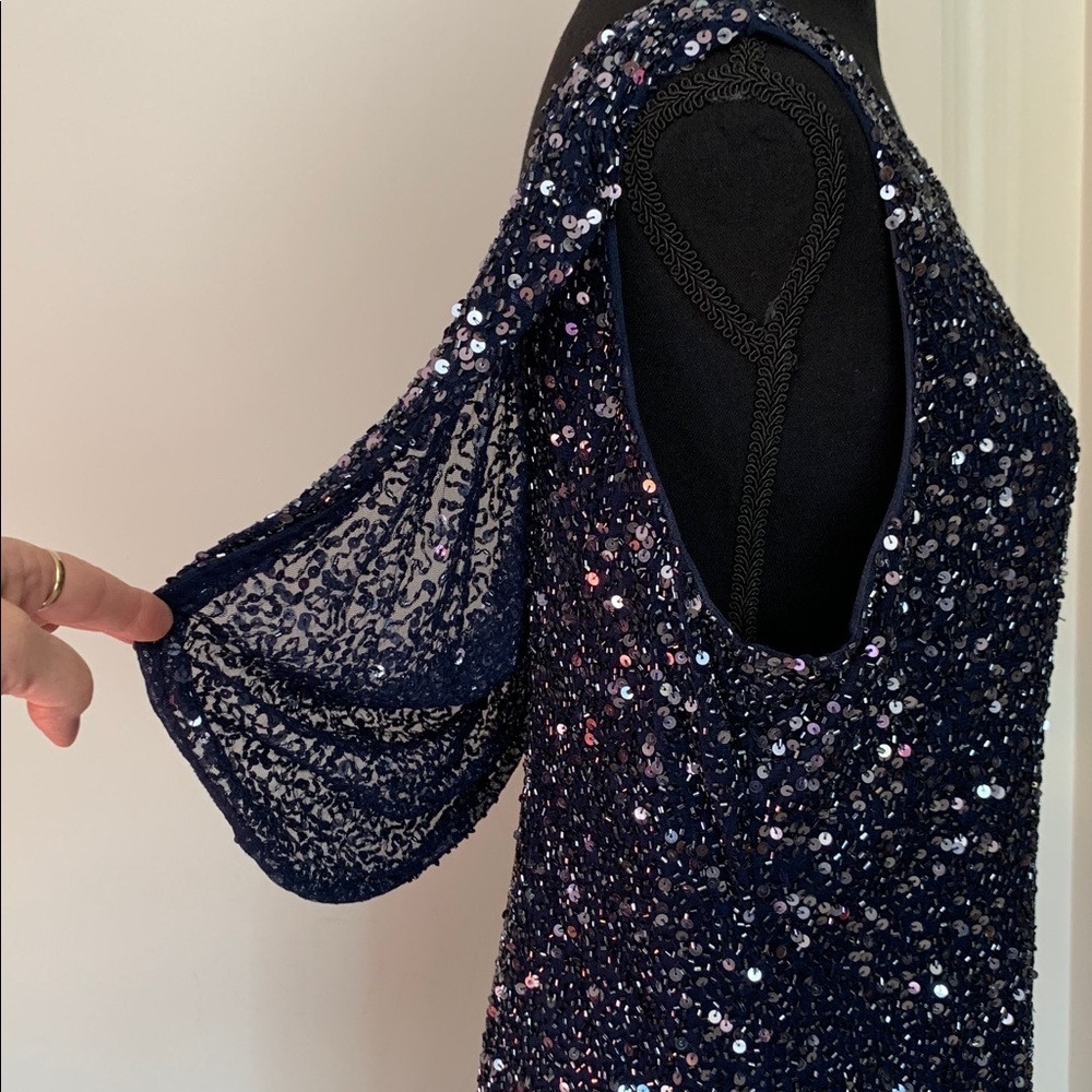 Pizarro Nights Elegant Dark Blue Sequin Dress Size 14 - Picture 10 of 17